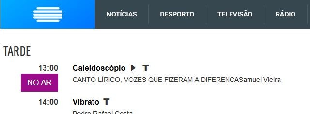 Samuel Vieira, «Canto lírico; vozes que que fizeram a diferença, Caleidoscópio, Antena 2 22/XII/2021