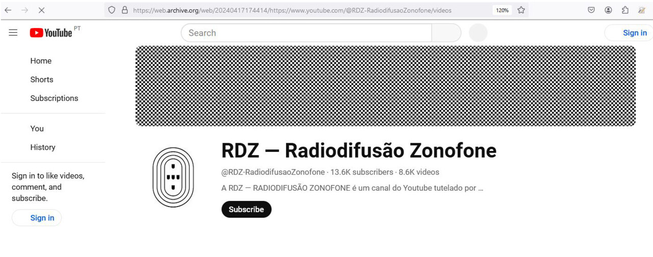 RDZ — Radiodifusão Zonofone, in Youtube, 17/IV/24.