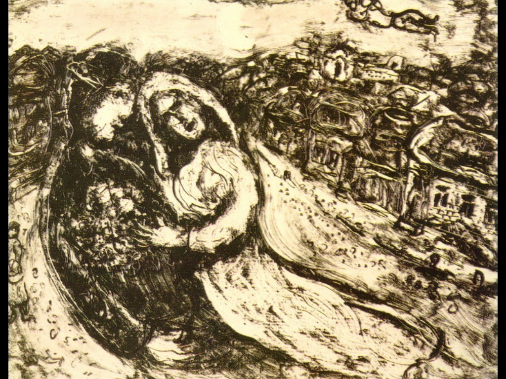Lovers’ sky, 1957, Marc Chagall