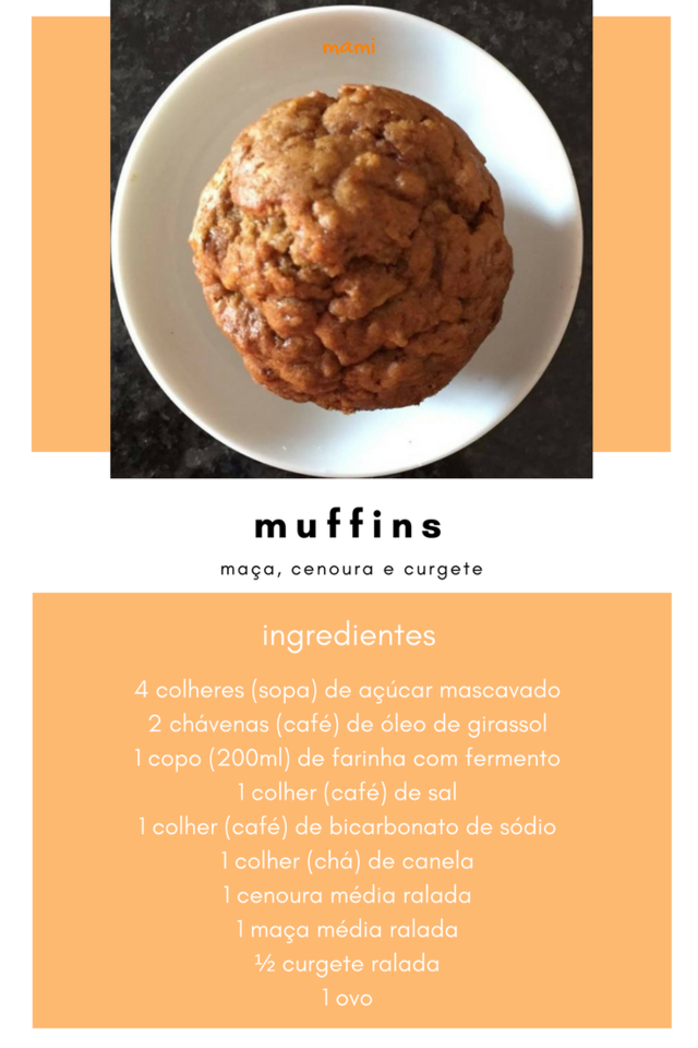 muffins de maça, cenoura e curgete