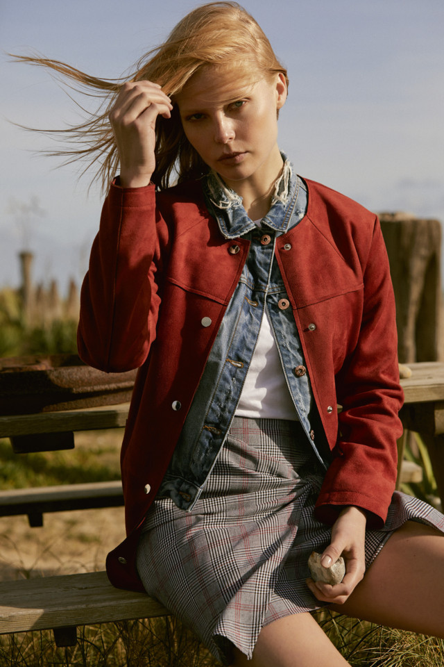 Coat E30, Denim Jacket E19, T-shirt E3.50, Skirt E
