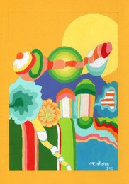 Mem&oacute;rias do Tempo Quente 07, guache papel Canson,